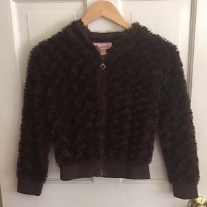 Brown Eyelash Zip Up Sweatshirt